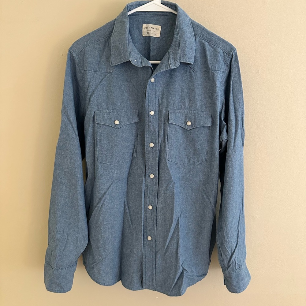 WEST MAJOR - WESTERN SHIRT IN VINTAGE CHAMBRAY - SIZE MEDIUM